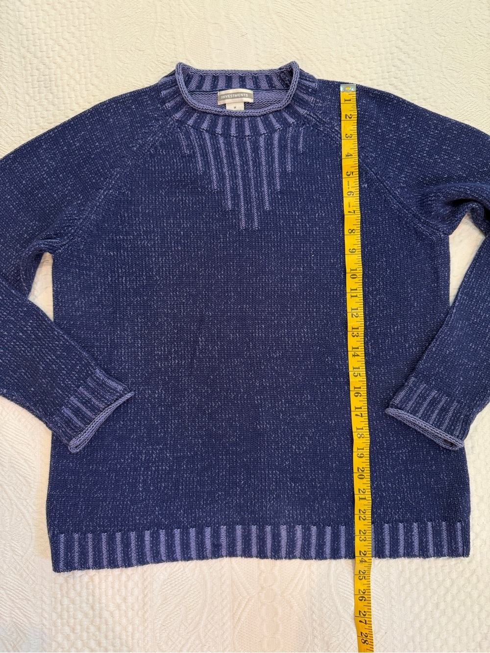 Investments Blue Sweater Women’s Medium M 100% Cotton - Picture 5 of 6